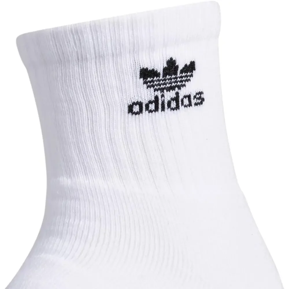 6 Pack Men's Adidas Originals Trefoil Quarter Socks Size Large - Black & White